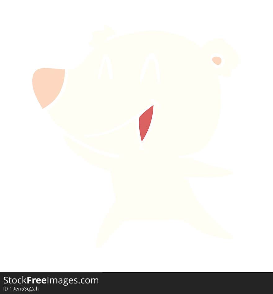 Laughing Polar Bear Flat Color Style Cartoon