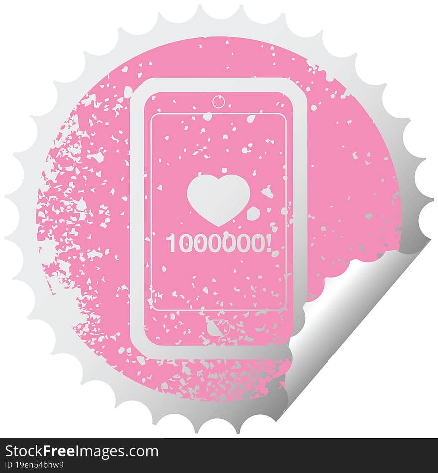 mobile phone showing 1000000 likes graphic distressed sticker