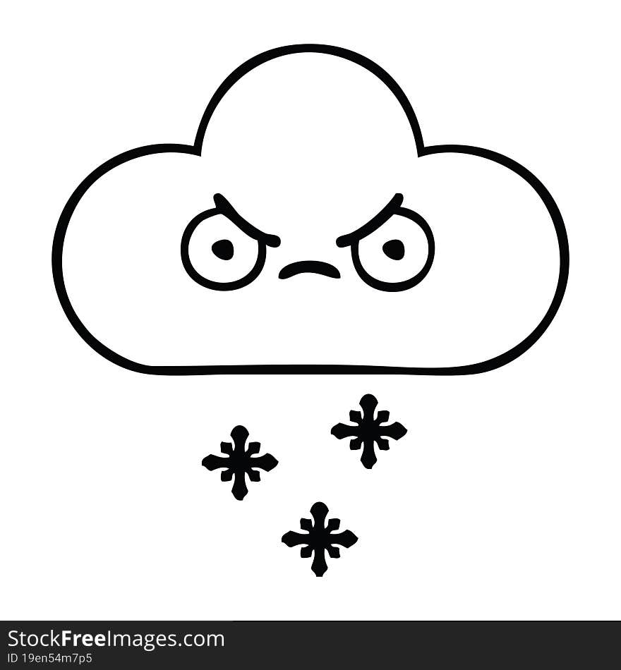 Line Drawing Cartoon Storm Snow Cloud