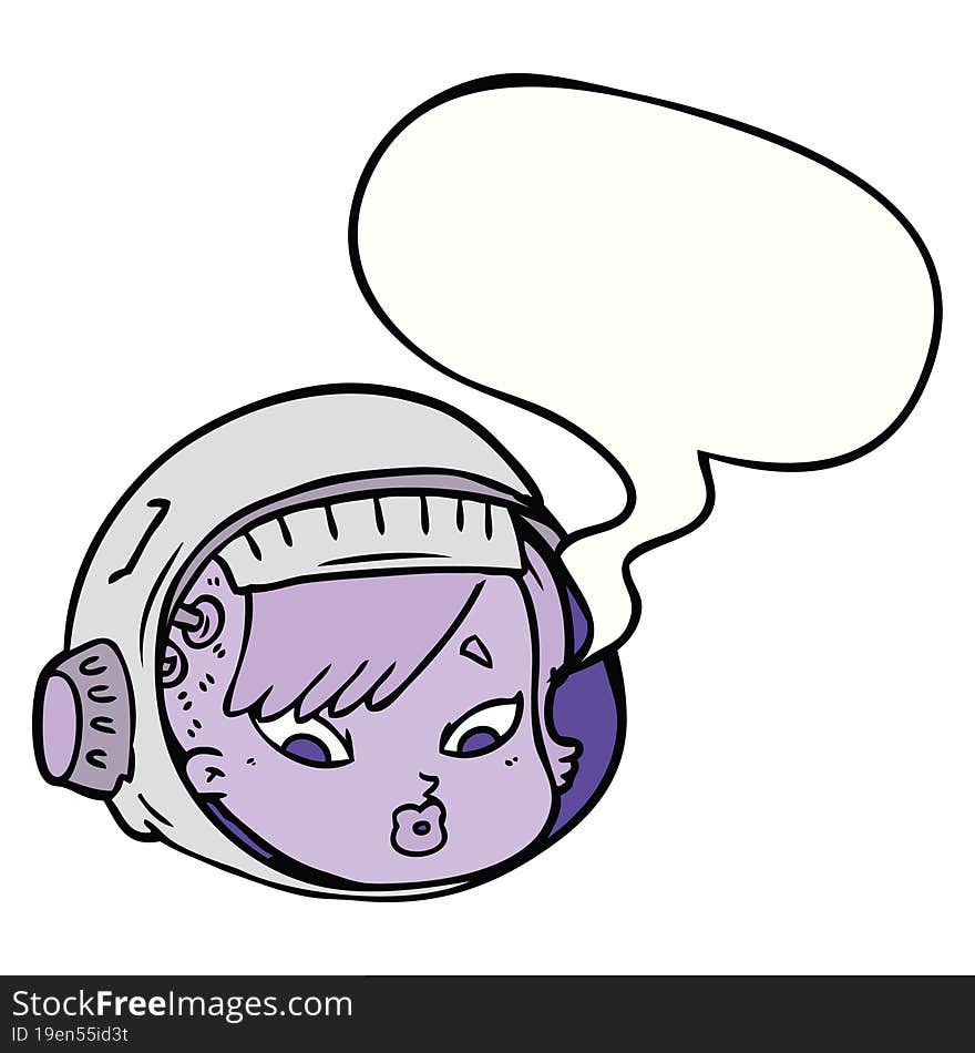 cartoon astronaut face and speech bubble