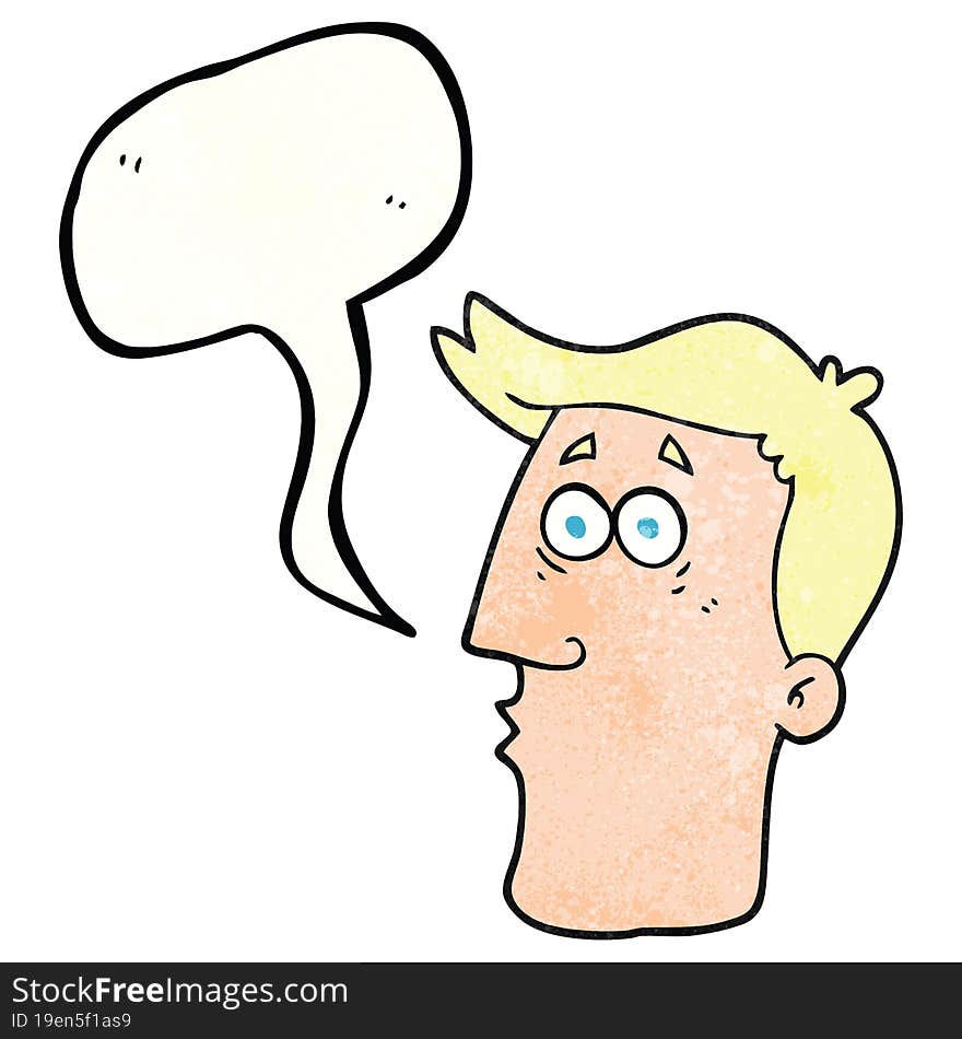 Speech Bubble Textured Cartoon Male Face