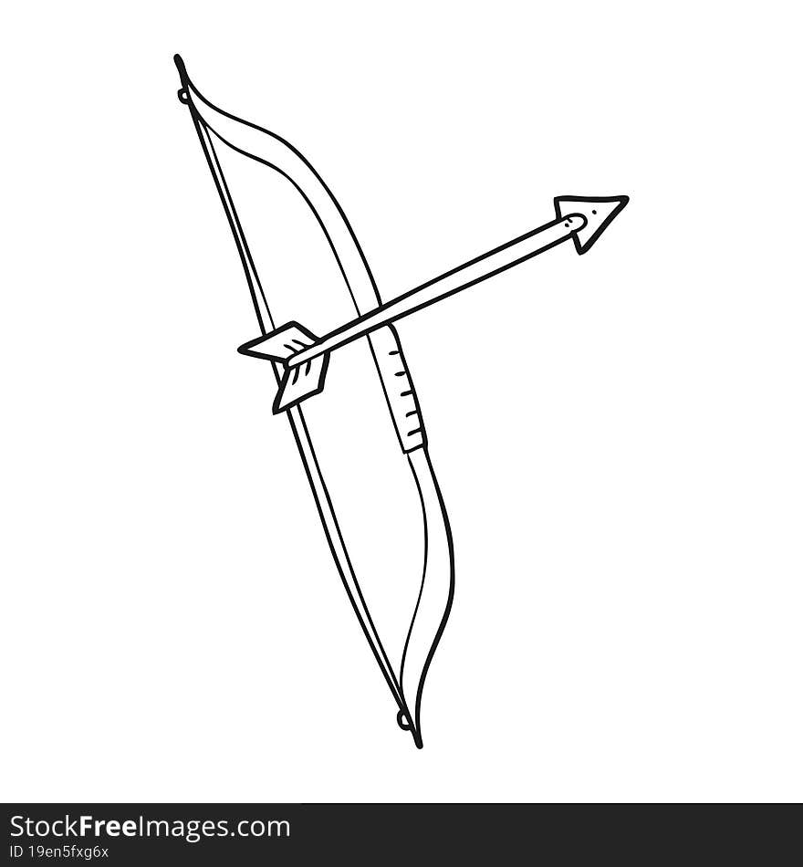 black and white cartoon bow and arrow