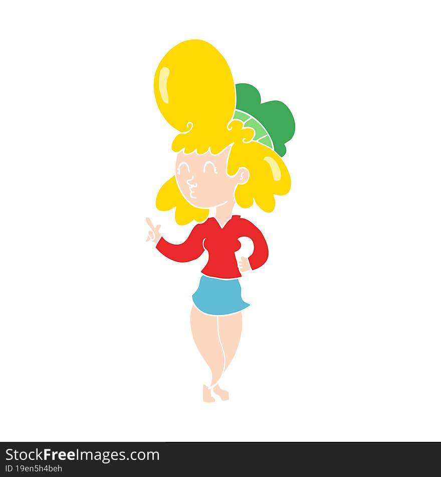 flat color style cartoon woman with big hair