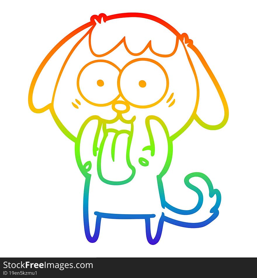 rainbow gradient line drawing of a cute cartoon dog