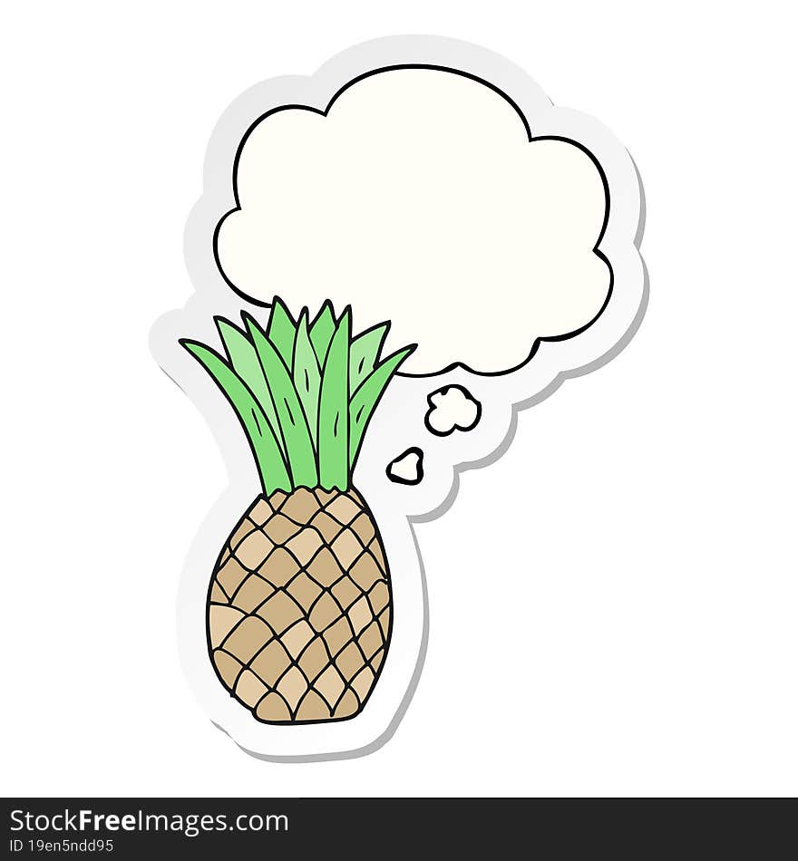 Cartoon Pineapple And Thought Bubble As A Printed Sticker