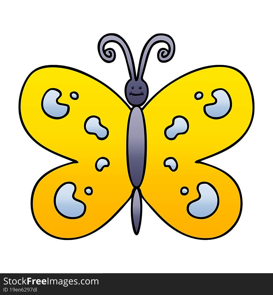 gradient shaded quirky cartoon butterfly. gradient shaded quirky cartoon butterfly