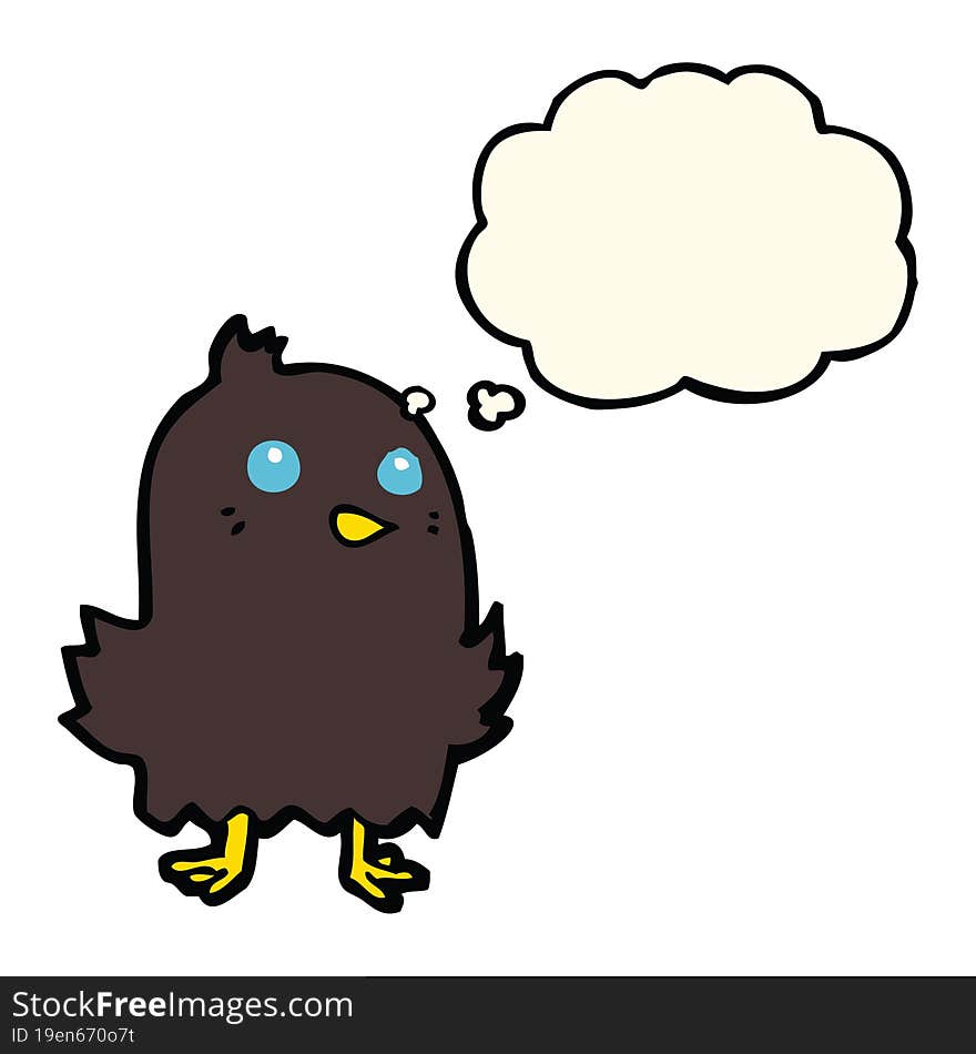 cartoon bird with thought bubble