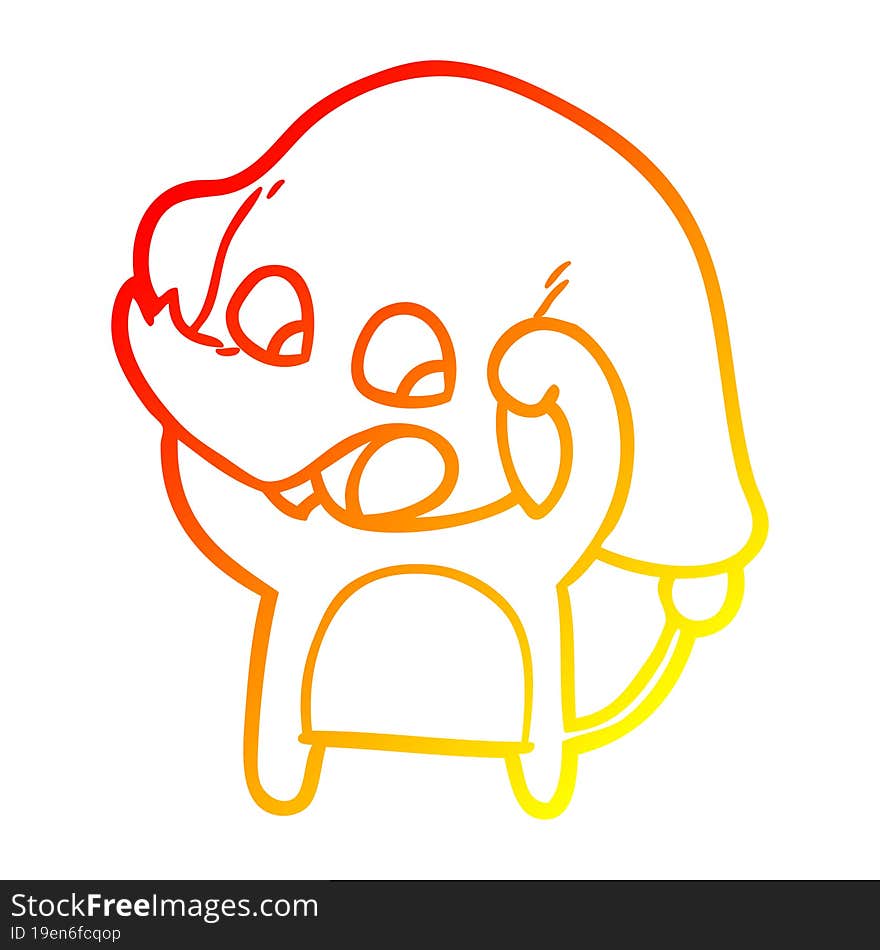 warm gradient line drawing cute cartoon elephant