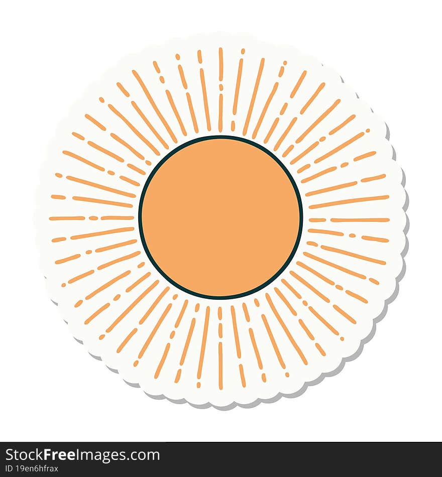 tattoo style sticker of a sun