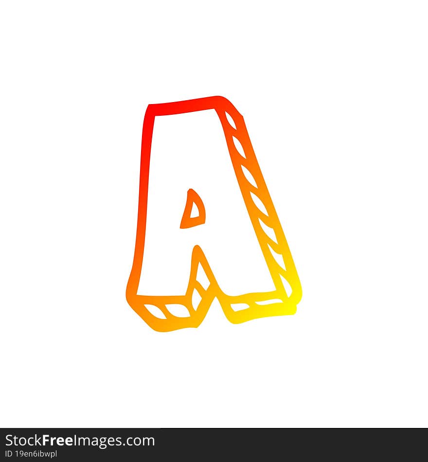 Warm Gradient Line Drawing Cartoon Letter A