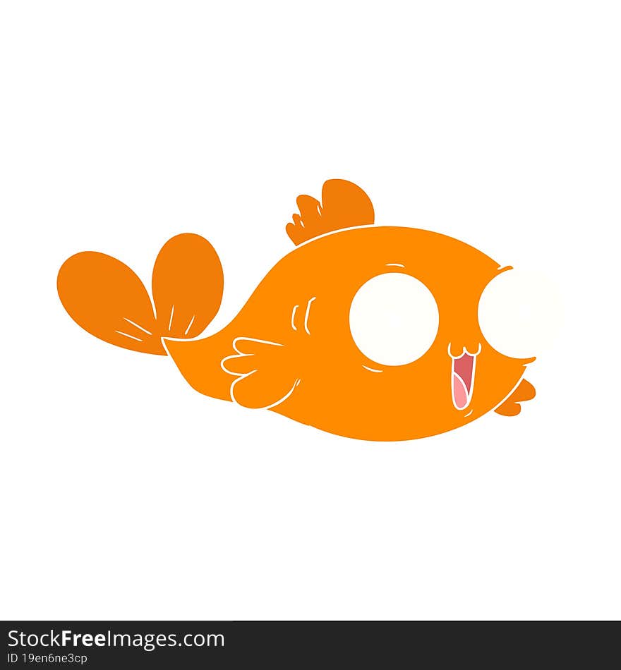 Happy Goldfish Flat Color Style Cartoon