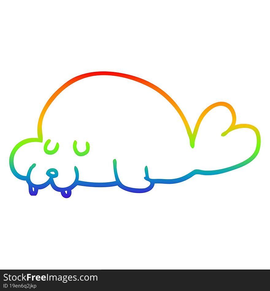 rainbow gradient line drawing cartoon walrus