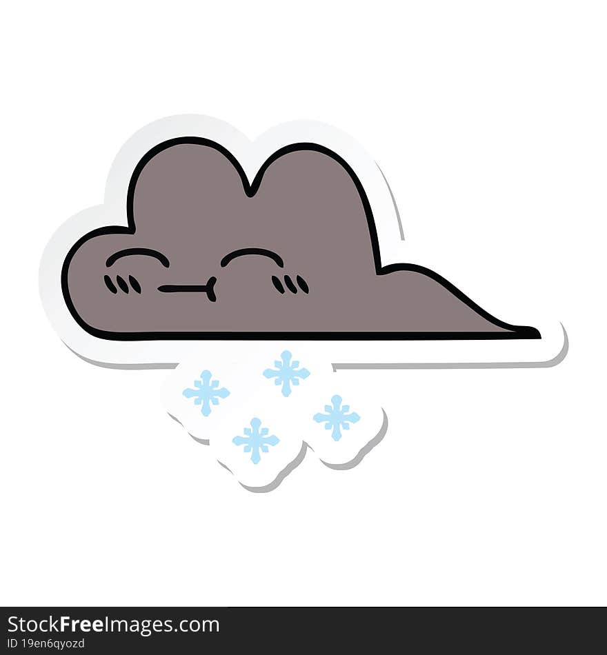 sticker of a cute cartoon storm snow cloud