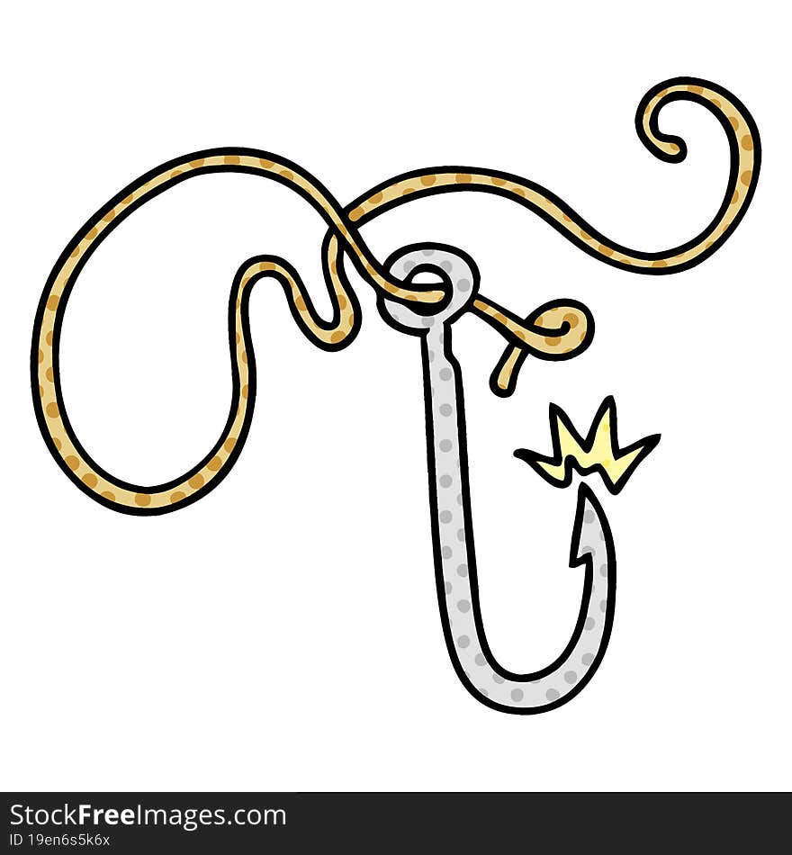 cartoon doodle of a sharp fishing hook