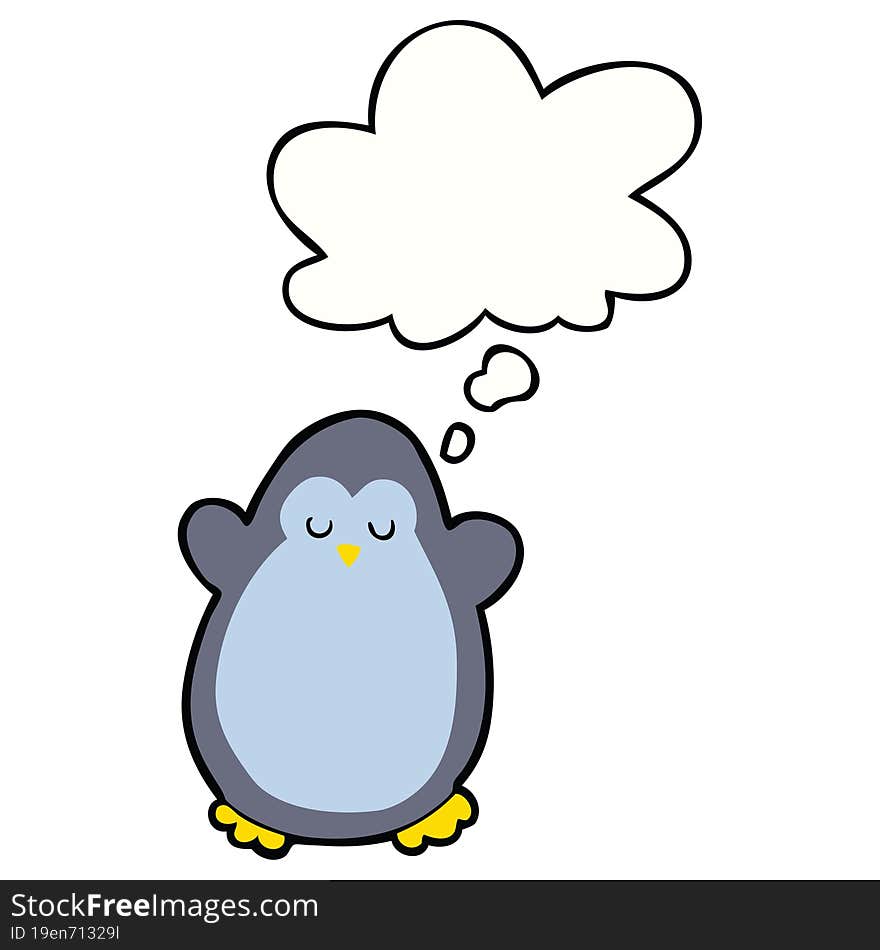 cartoon penguin with thought bubble. cartoon penguin with thought bubble