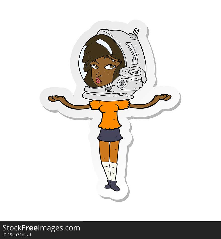 sticker of a cartoon woman wearing space helmet