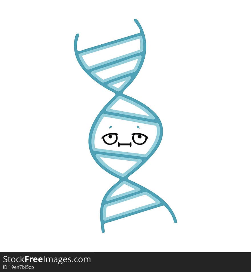 flat color retro cartoon of a DNA strand