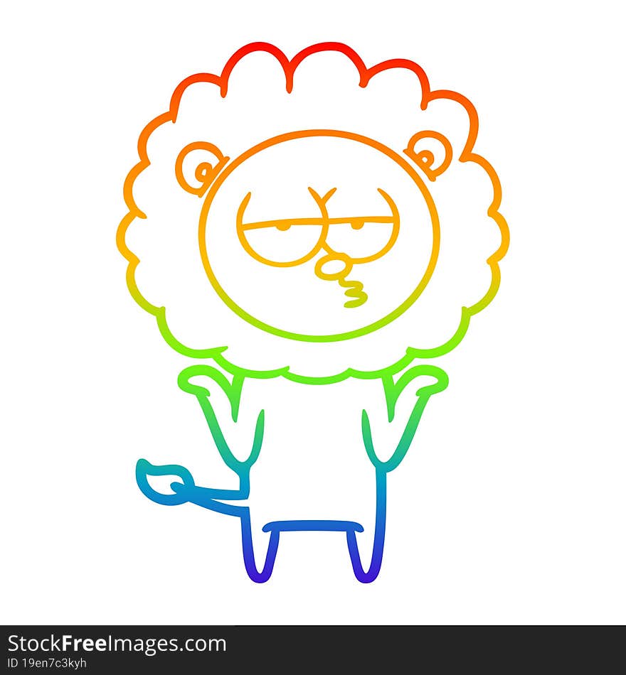 rainbow gradient line drawing cartoon bored lion