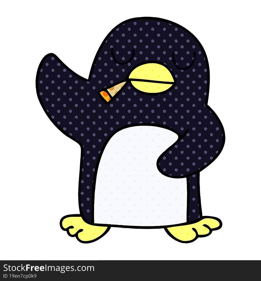 quirky comic book style cartoon penguin