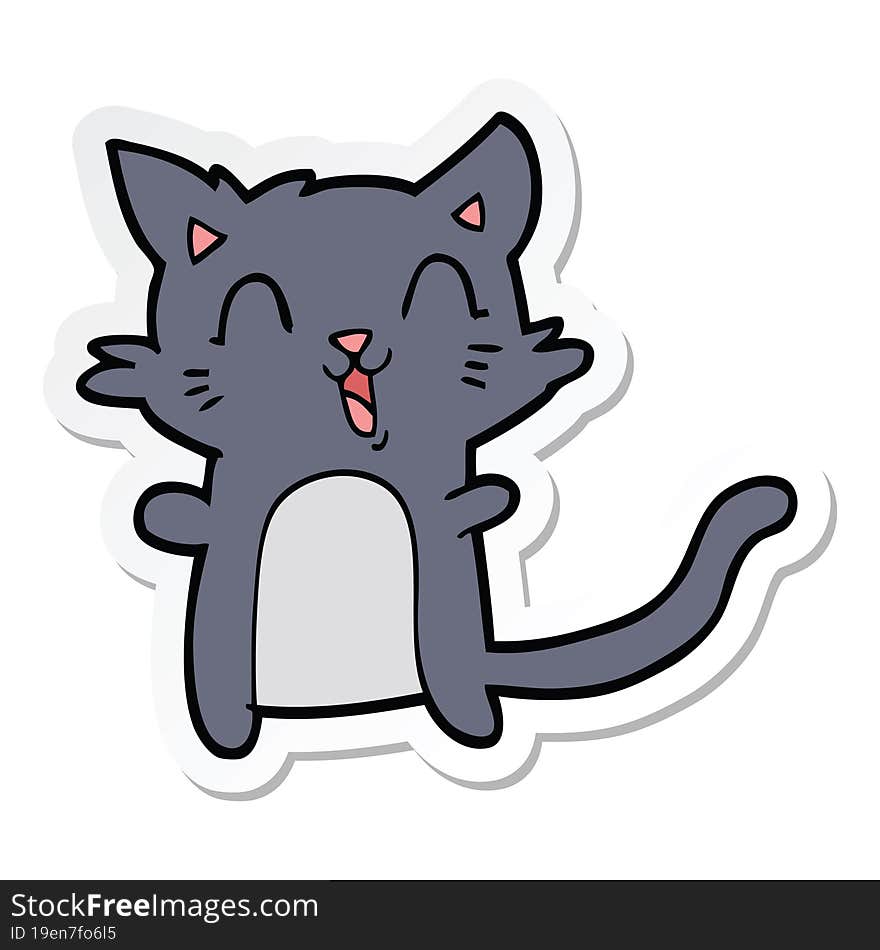 sticker of a cartoon happy cat