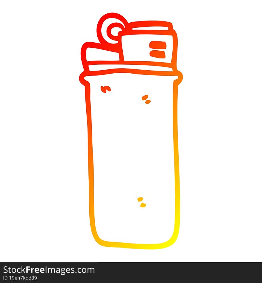 warm gradient line drawing of a cartoon disposable lighter