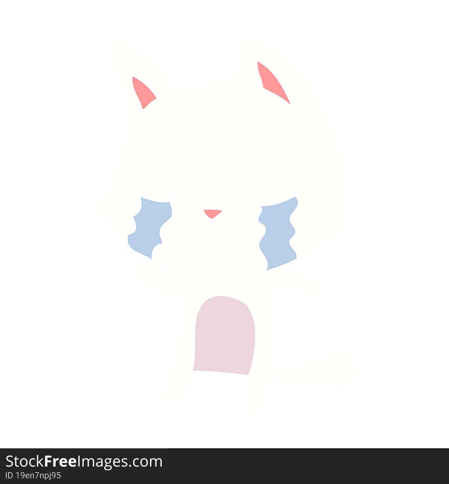 crying flat color style cartoon cat