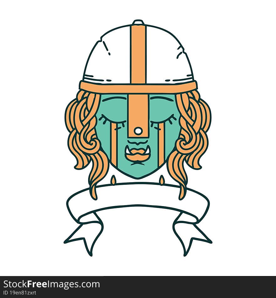 crying orc fighter character face illustration