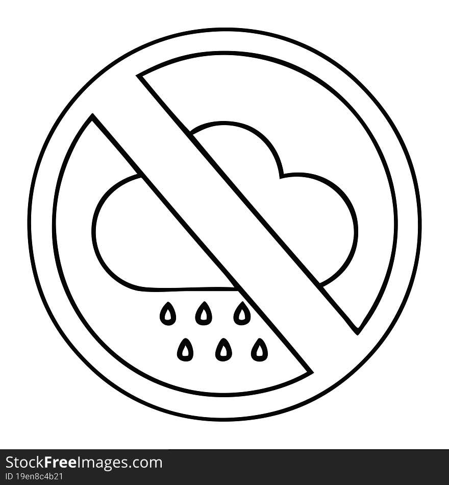 Line Drawing Cartoon Storm Rain Cloud Sign