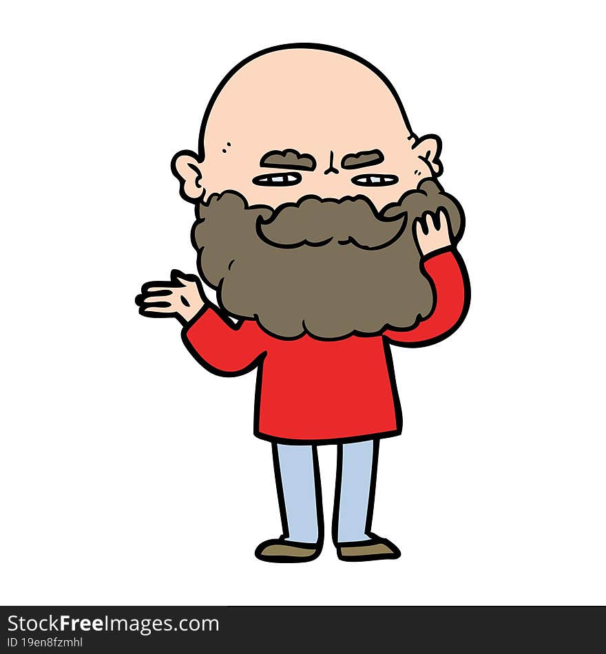 cartoon man with beard frowning. cartoon man with beard frowning