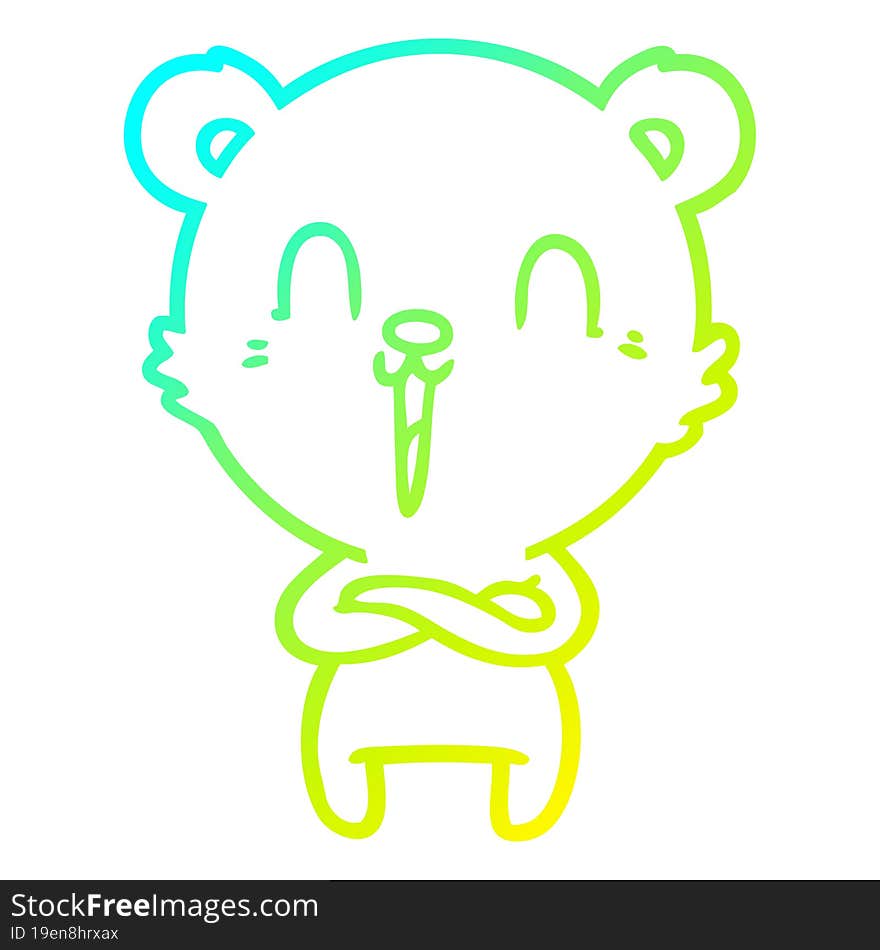 cold gradient line drawing happy cartoon bear