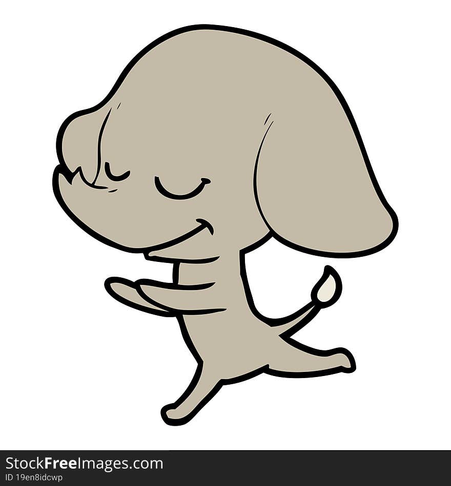 cartoon smiling elephant running. cartoon smiling elephant running