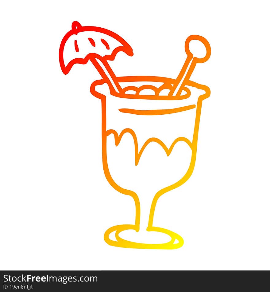 Warm Gradient Line Drawing Cartoon Tropical Cocktail