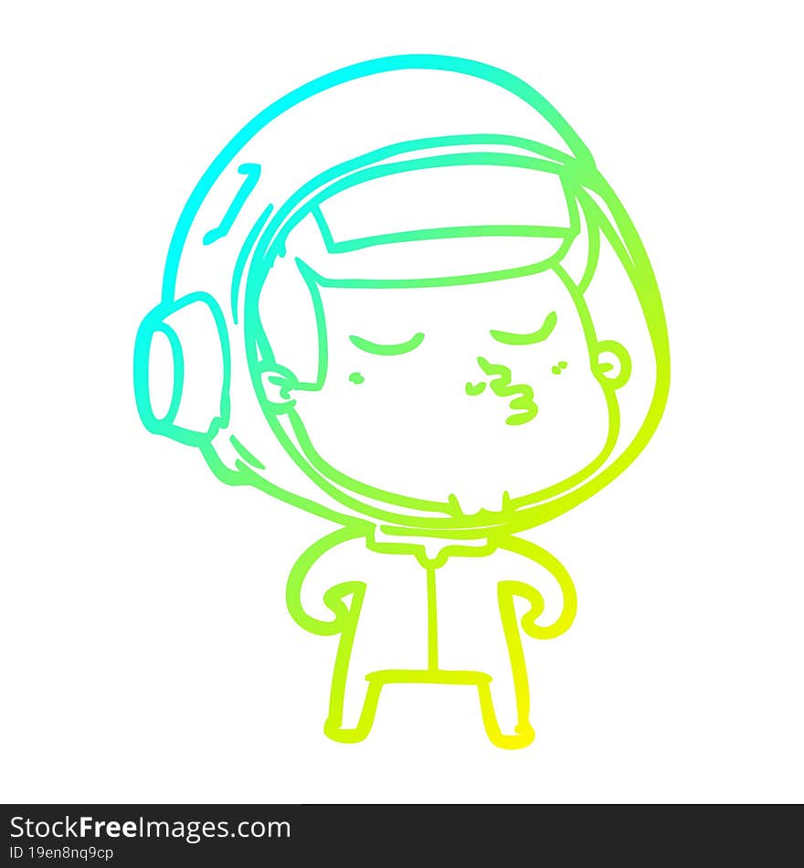 Cold Gradient Line Drawing Cartoon Confident Astronaut