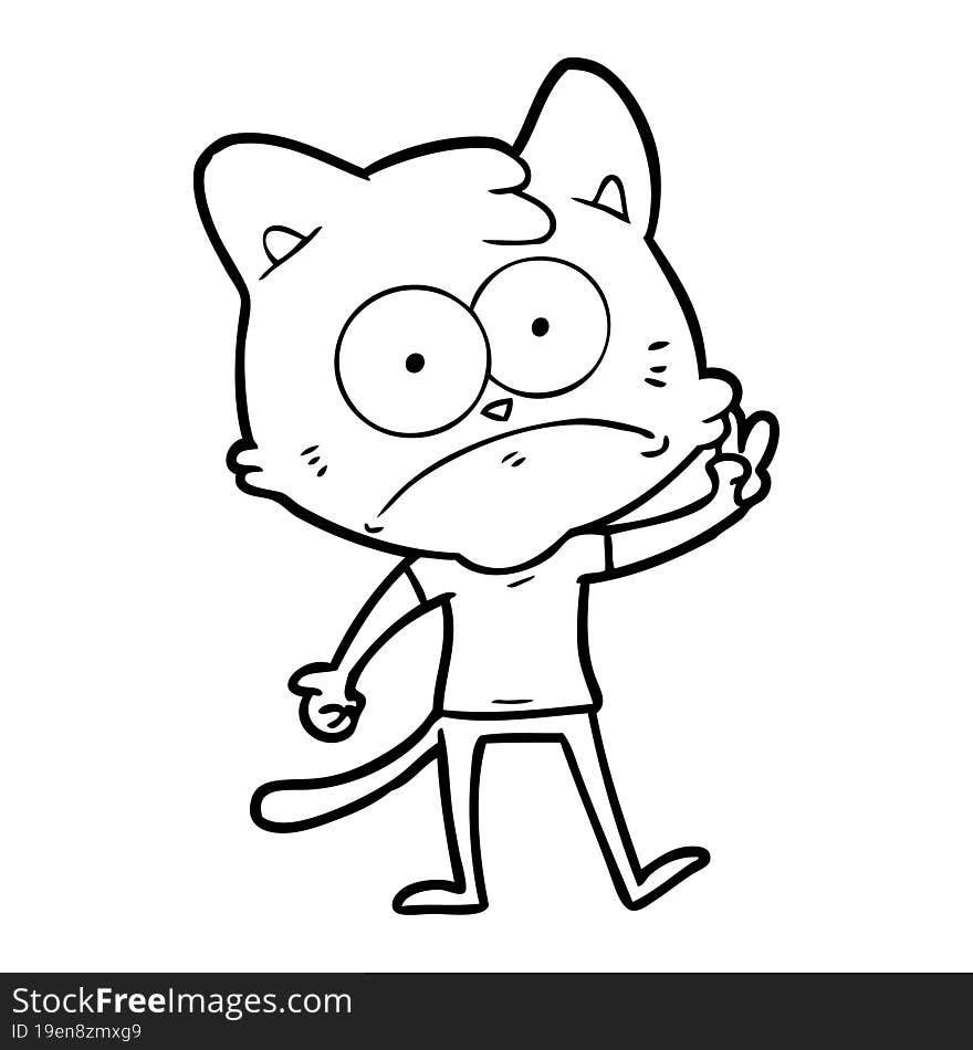 cartoon nervous cat. cartoon nervous cat