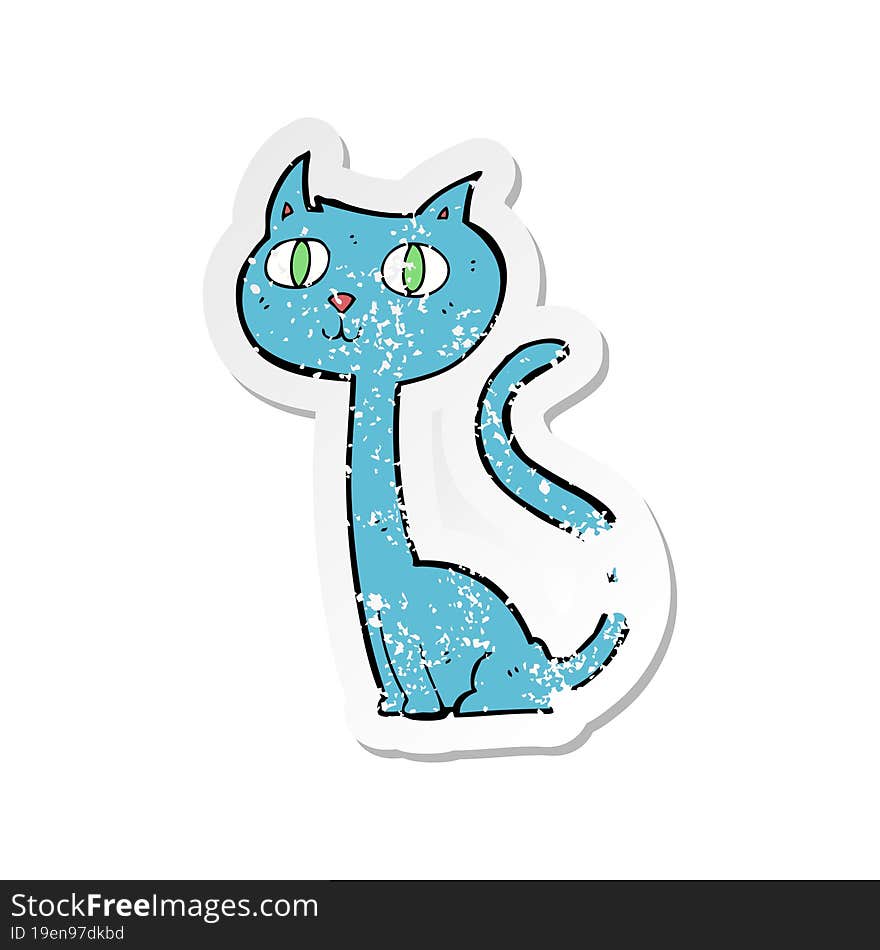 retro distressed sticker of a cartoon cat