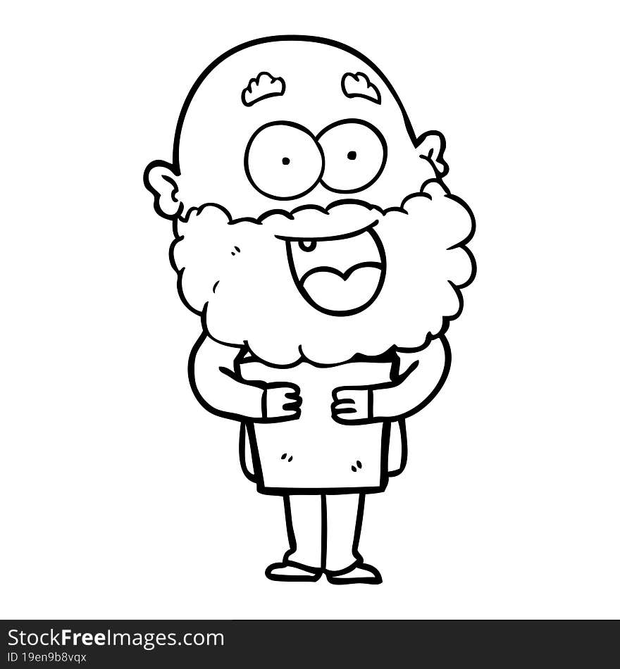 cartoon crazy happy man with beard and book. cartoon crazy happy man with beard and book