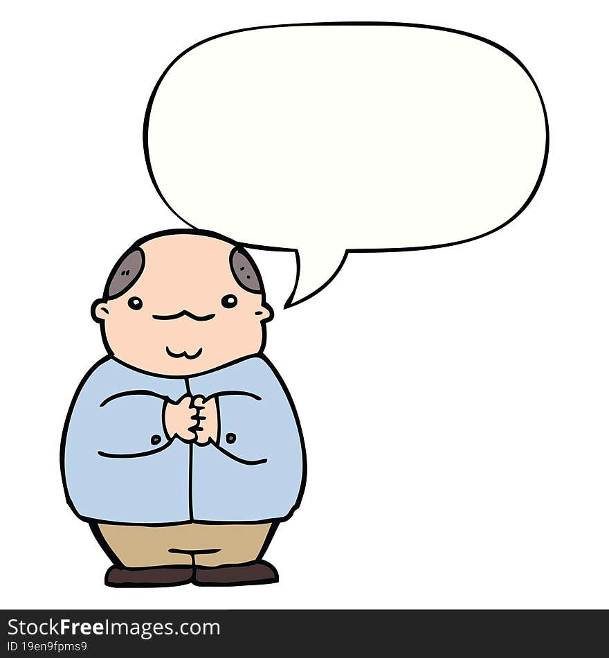 Cartoon Balding Man And Speech Bubble