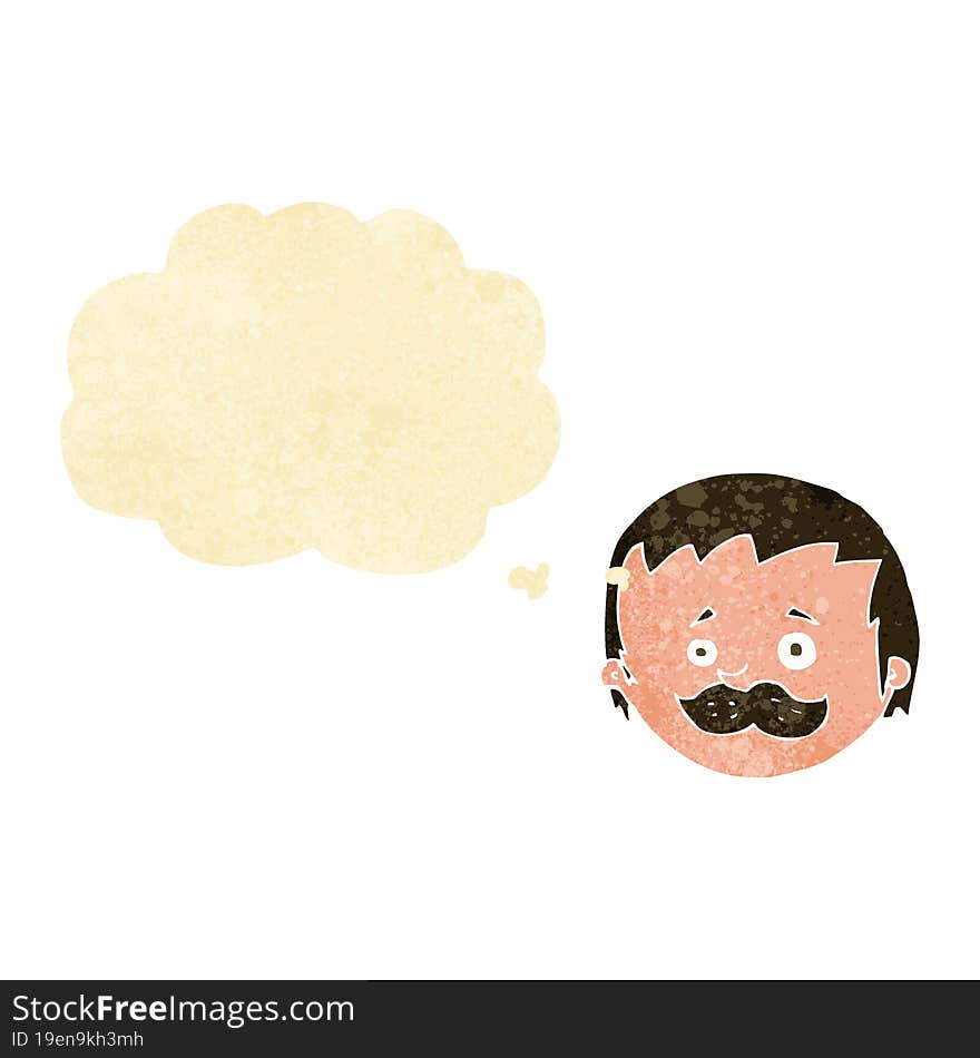 Cartoon Man With Mustache With Thought Bubble