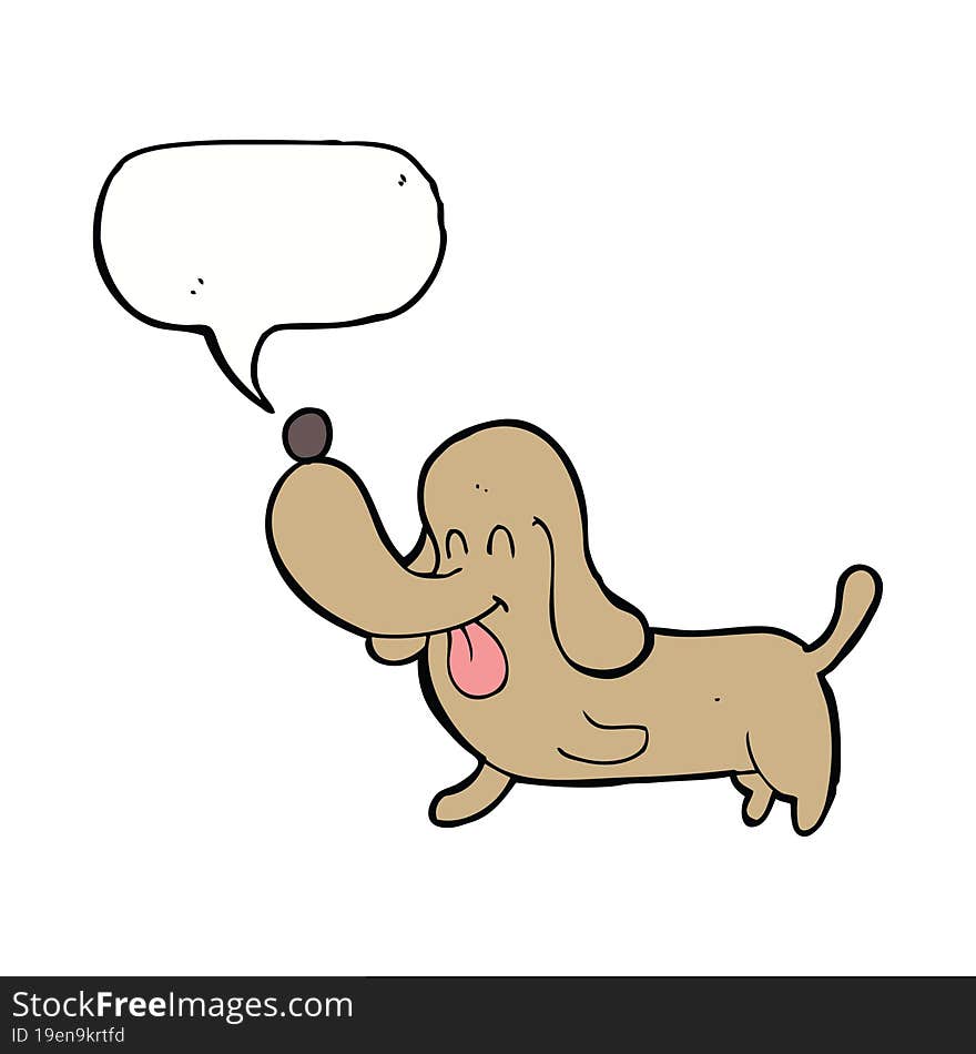 Cartoon Happy Dog With Speech Bubble