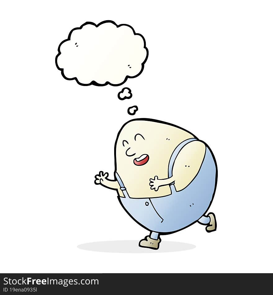 cartoon humpty dumpty egg character with thought bubble