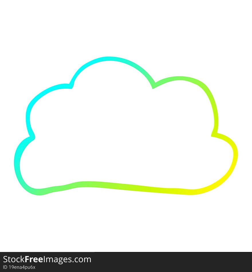 cold gradient line drawing of a cartoon weather cloud