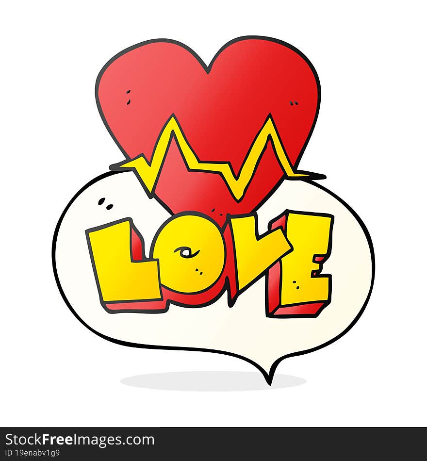 speech bubble cartoon heart rate pulse love symbol