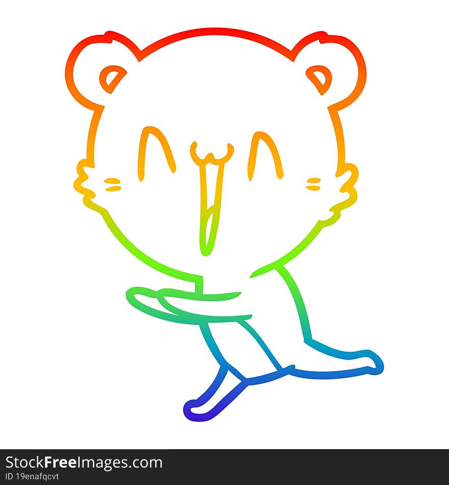 rainbow gradient line drawing running bear cartoon