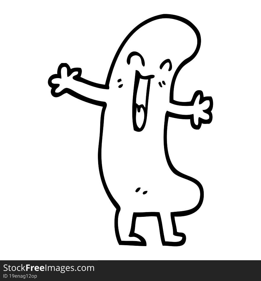 black and white cartoon happy sausage