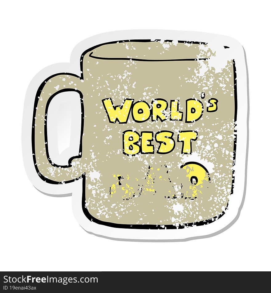 distressed sticker of a worlds best dad mug