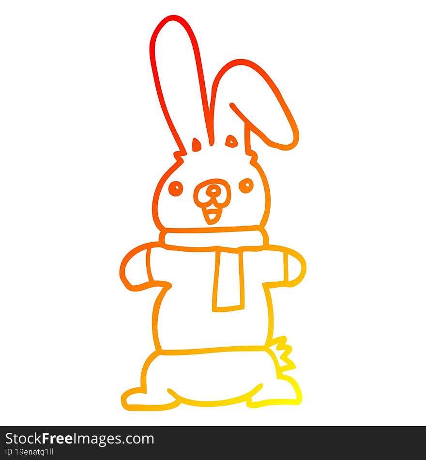 warm gradient line drawing of a cartoon rabbit