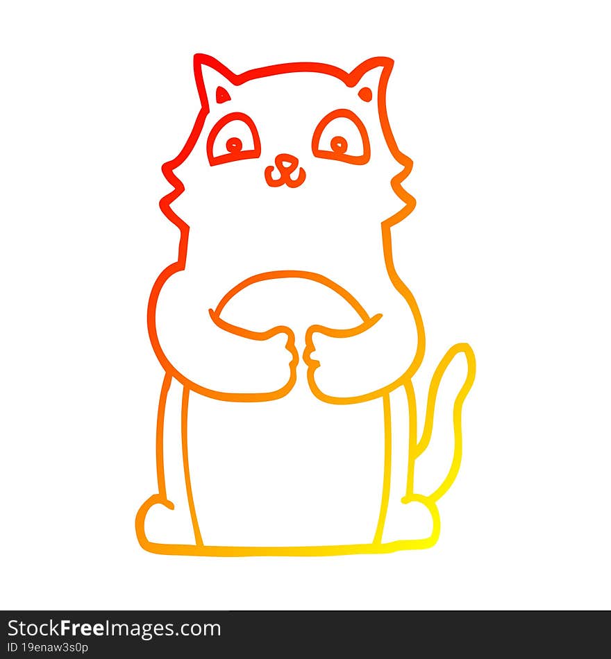 warm gradient line drawing cartoon cat