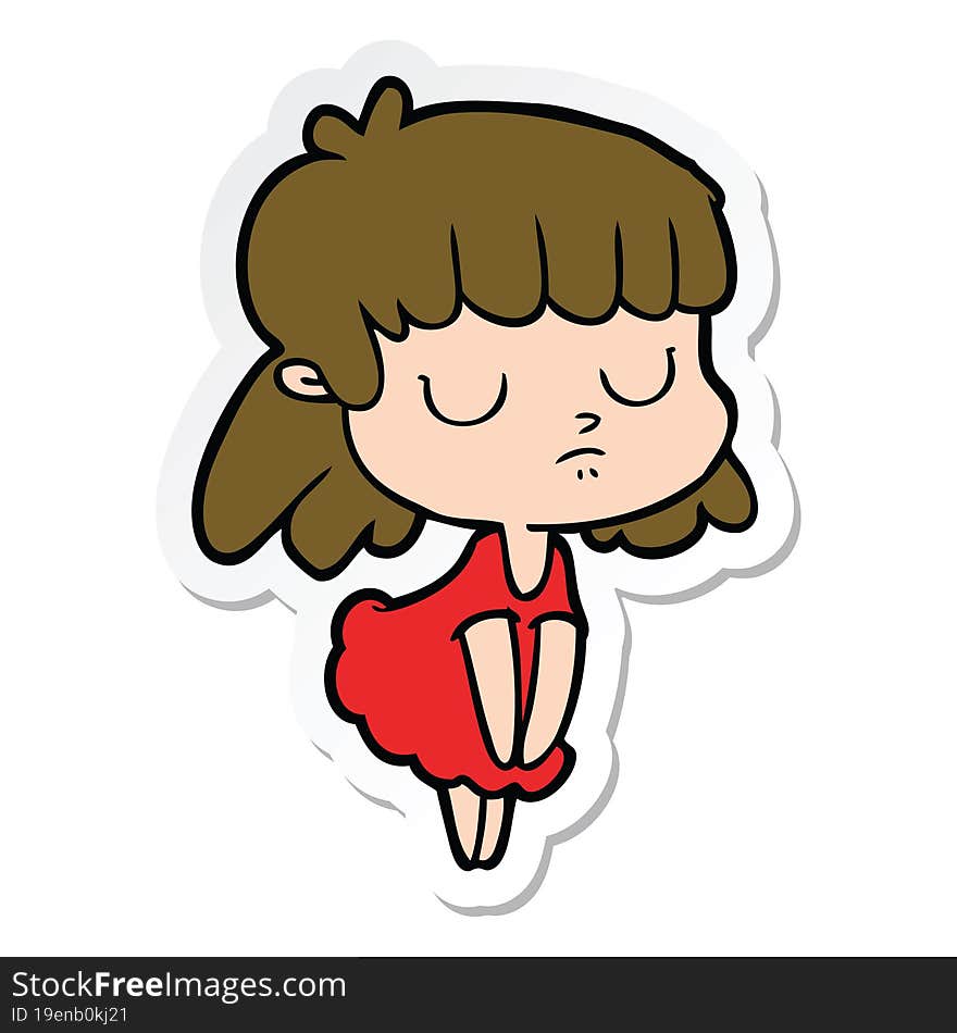 sticker of a cartoon indifferent woman