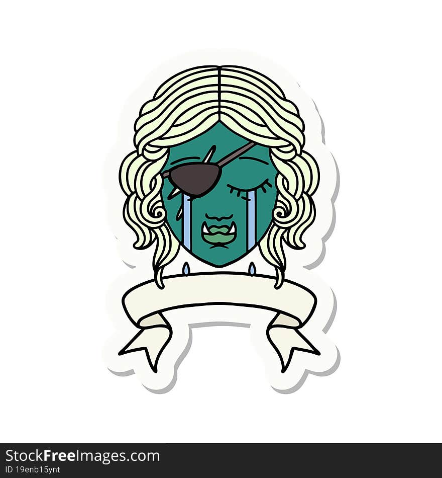 crying orc rogue character face sticker