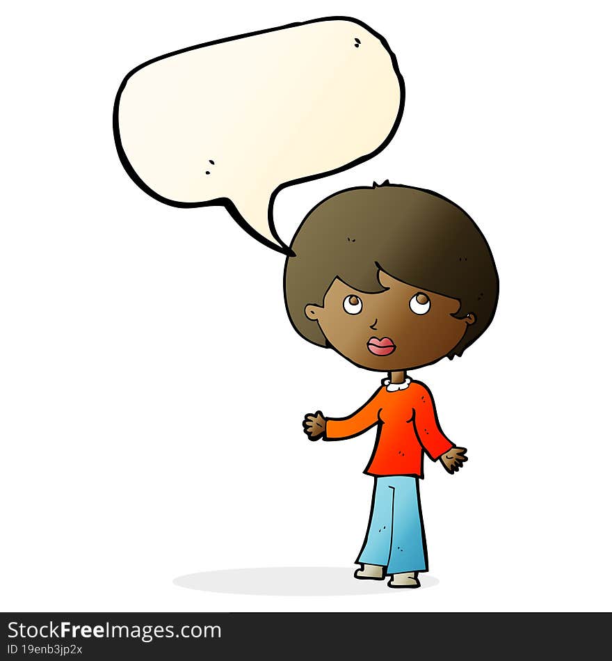 cartoon woman thinking with speech bubble